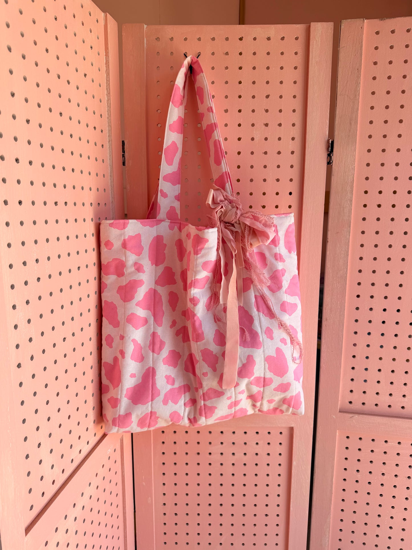 Pink Cow Print Tote