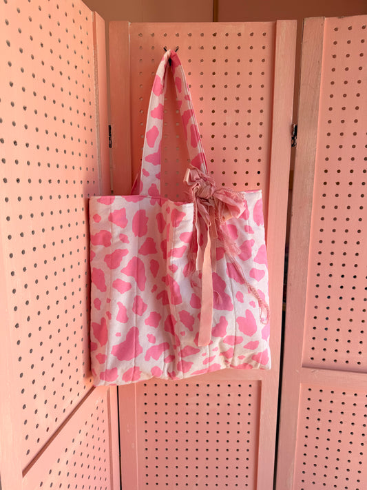 Pink Cow Print Tote