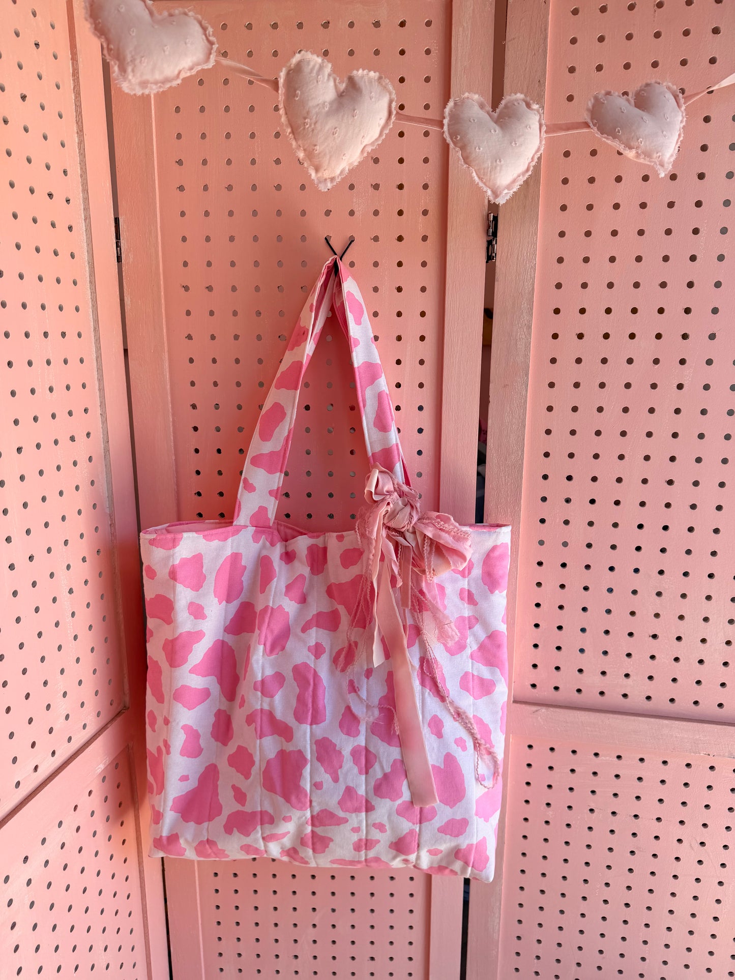 Pink Cow Print Tote